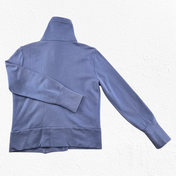 Y2K St John Sport Blue Knit Jacket Shearling Collar Asymmetrical Zip Size Medium - Picture 11 of 11